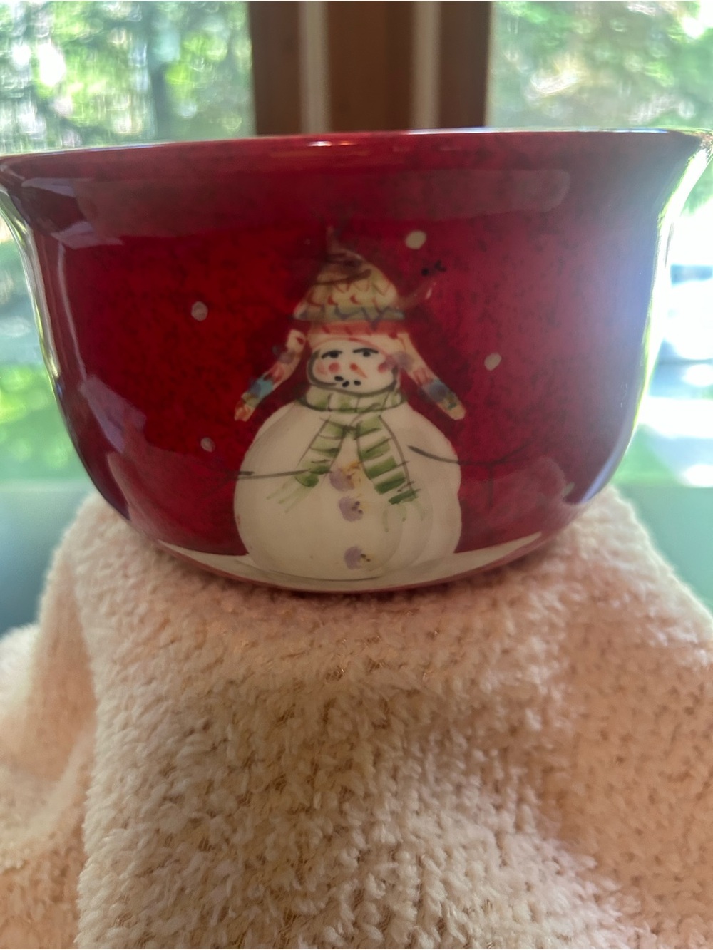Sakura Red Snowman Ceramic Bowl